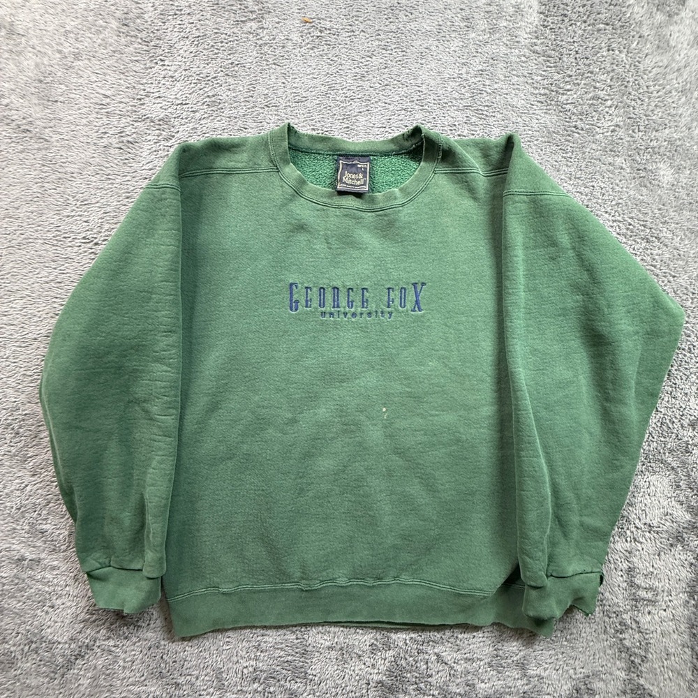 Jones & Mitchell Sweatshirt Mens L Green Vintage 90s George Fox University